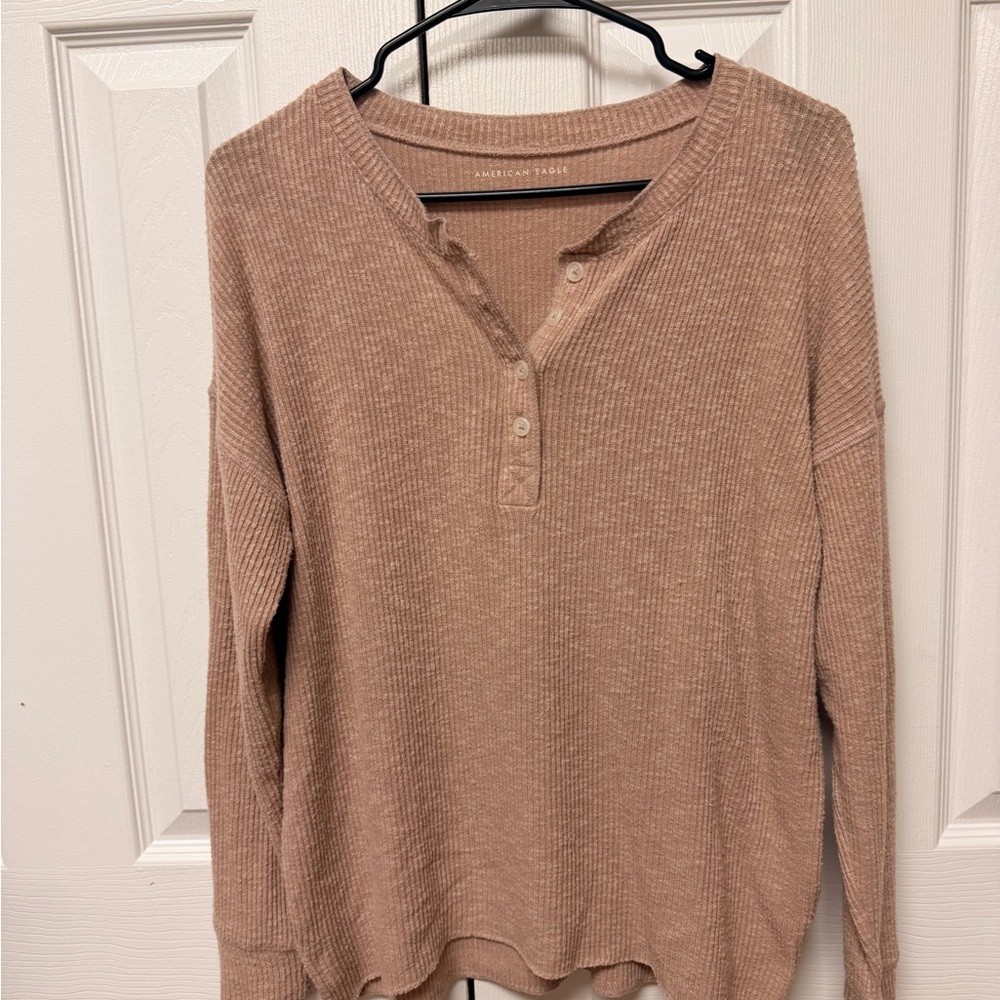 American‎ Eagle Outfitters Women's Ribbed Long Sleeve Henley